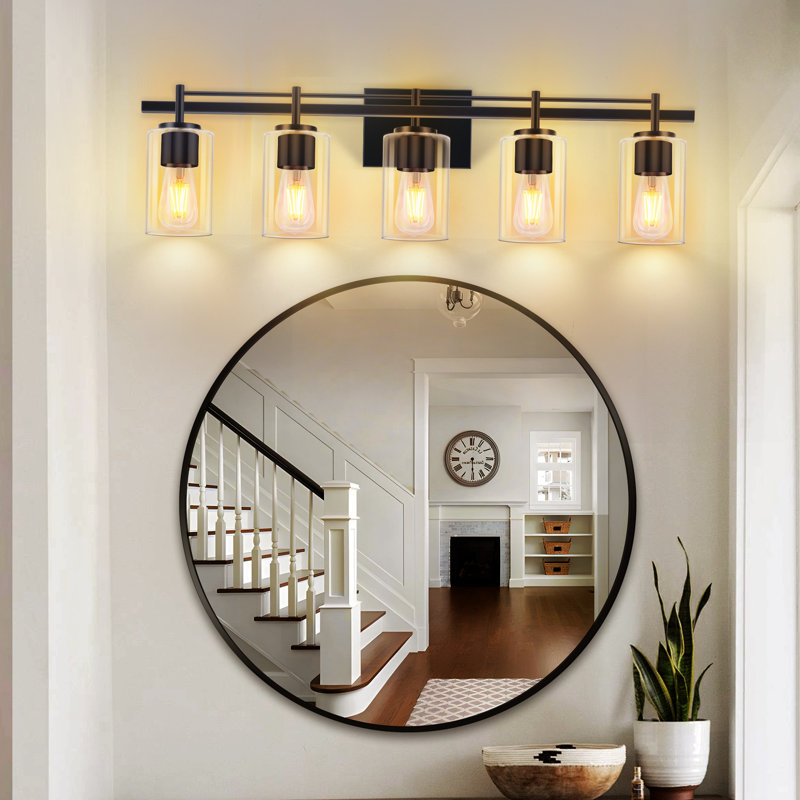 Luminaire de meuble-lavabo moderne avec applique murale élégante pour salle de bain (ampoules non incluses), 5, Noir mat
