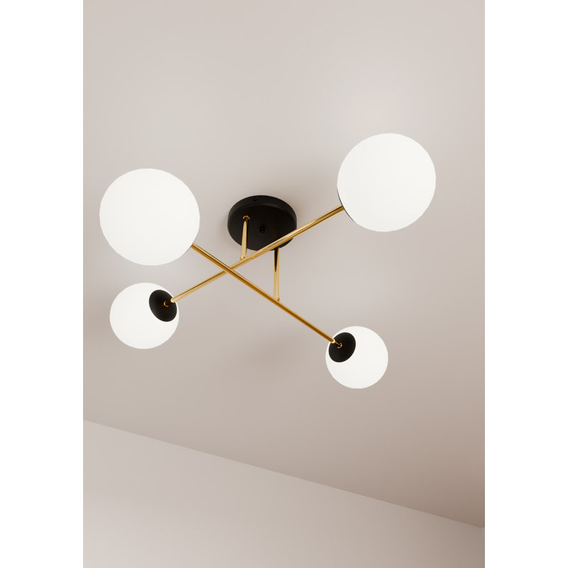 Wisby 4 - Light Dome Chandelier, Black, White