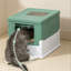 Bac à litière pliable pour chat avec couvercle, résistant aux odeurs avec sortie par le haut et entrée frontale, comprend un tiroir et une pelle à tiroir coulissant, pot à chat portable, vert-2074100254