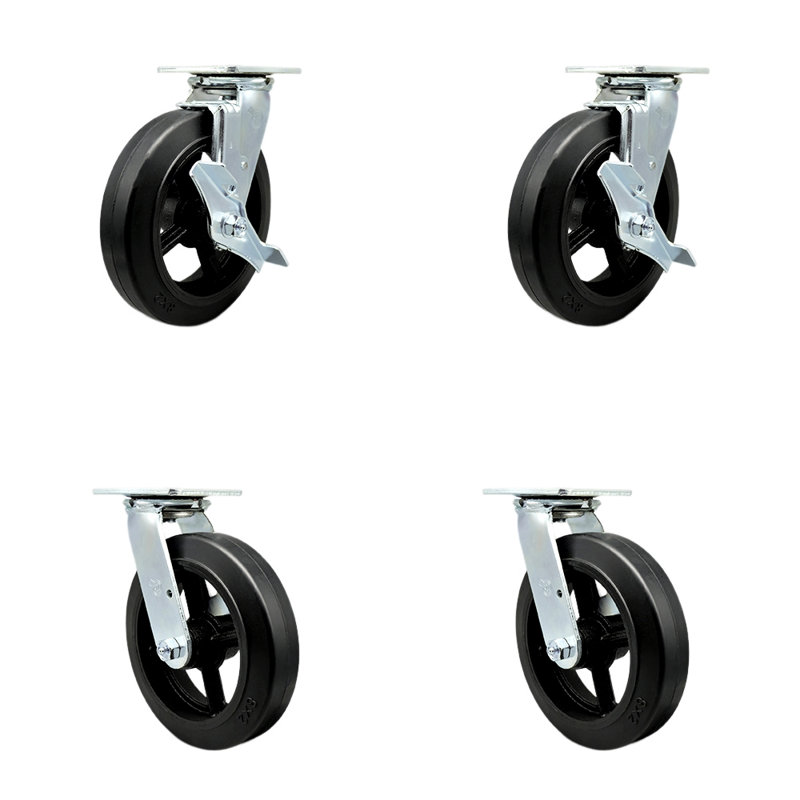 4 Piece Rubber on Steel Caster Set
