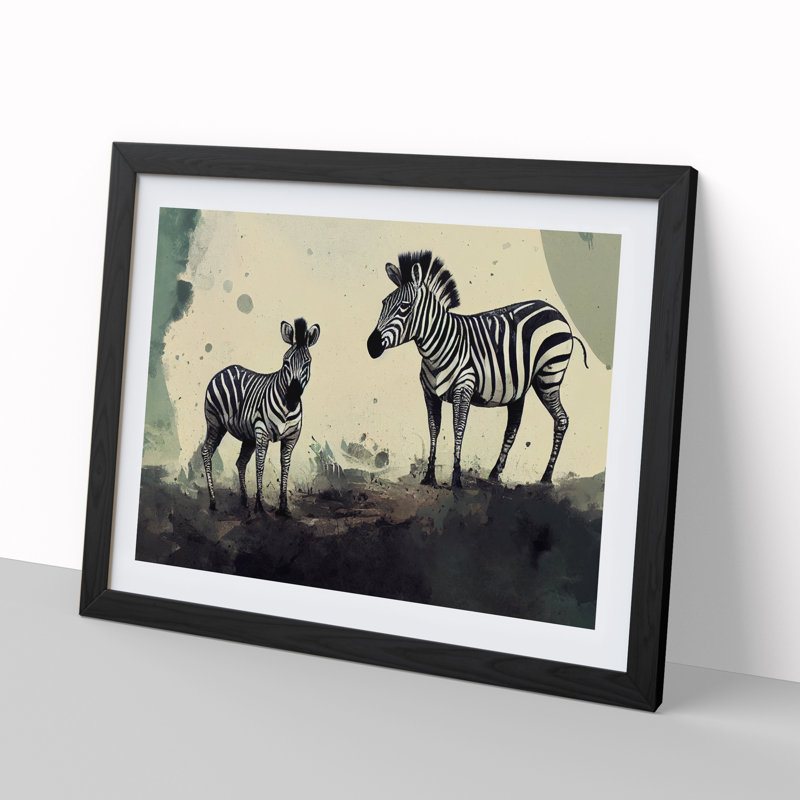 Zebra Vol.2 - Single Picture Frame Painting, 46cm H x 64cm W x 2cm D, Black