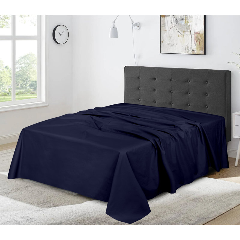 Franceschino Luxury 100 Egyptian Cotton Flat Sheet – 300 Thread Count, Soft, Breathable & Hotel Quality, Kingsize (5'), Navy