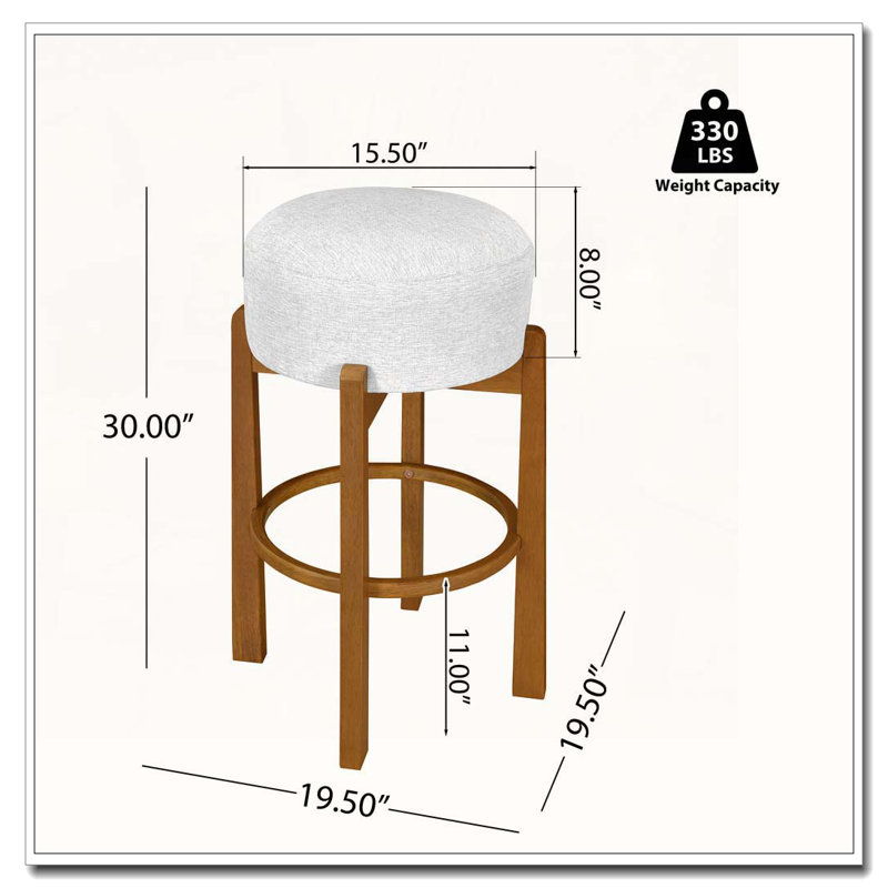 Wooden Upholstered Barstool, Walnut