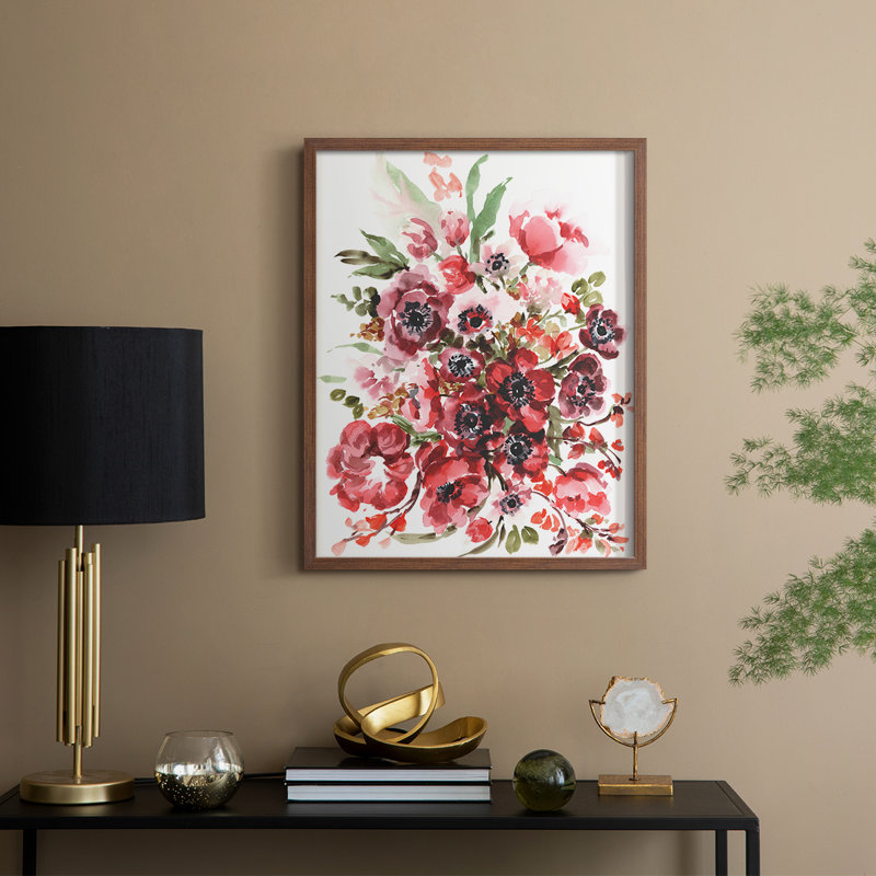 Icelandic Poppies II Framed Print - Solid Wood, 15" H x 12" W, Walnut