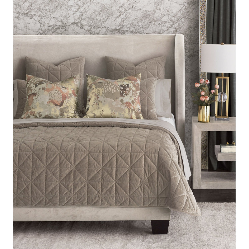 Nova Modern & Contemporary Velvet Quilted Geometric Shapes Coverlet, Super King Coverlet