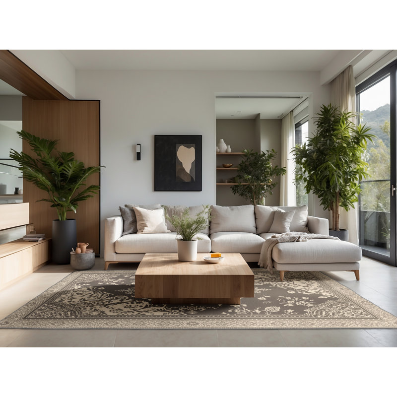 Soft Plush Garrett Madrid Royal Palace Classic Oriental Area Rug in Gray – Gray Binding, 2x3