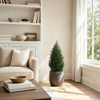 Cèdre artificiel 3 pi dans un pot, faux cèdre résistant aux rayons UV pour un décor intérieur / extérieur