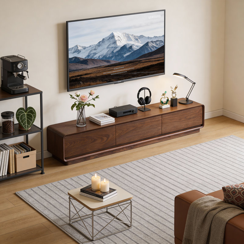 78.7-inch Elegant Tv Cabinet & Entertainment Center - Sleek Solid Wood With 3 Drawers, Fully Assembled