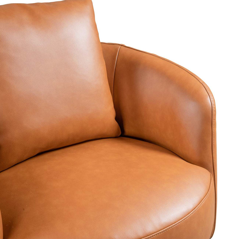 Chaise pivotante en cuir cognac Modern Dylan