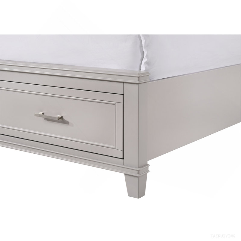 Grand lit avec rangement X, Gris, Grand lit