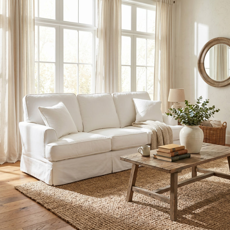 Elenora 88'' Slipcovered Sleeper Sofa
