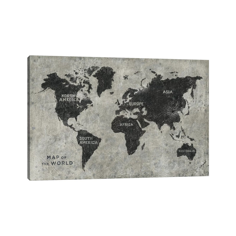 Grunge World Map by James Wiens - Wrapped Canvas Print, 101.6 cm H x 66.04 cm W x 3.175 cm D