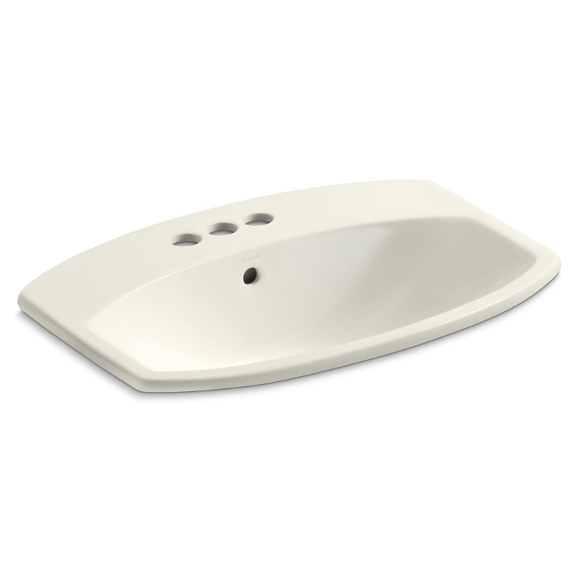Cimarron Vitreous China Rectangular Drop-In Bathroom Sink with Overflow, Cashmere, Single