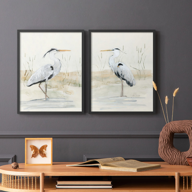 Reproduction encadrée Heron I-Premium - prête à être accrochée - aucun clou requis - aucun clou requis, H 15 po x l 24 po