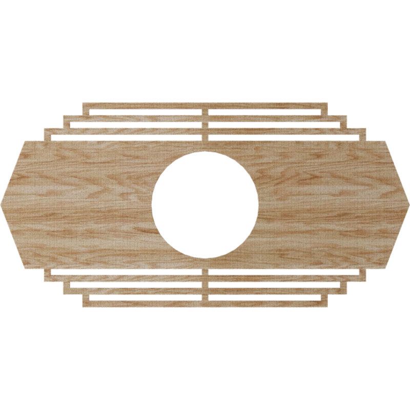 Médaillon de plafond en bois Chrysler, Chêne rouge, H 9 po x l 18 po x P 0,38 po