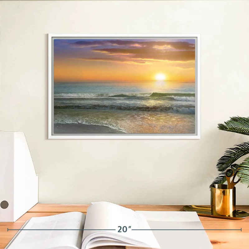 Dawn Rays, 13" X 9", Floating Frame White