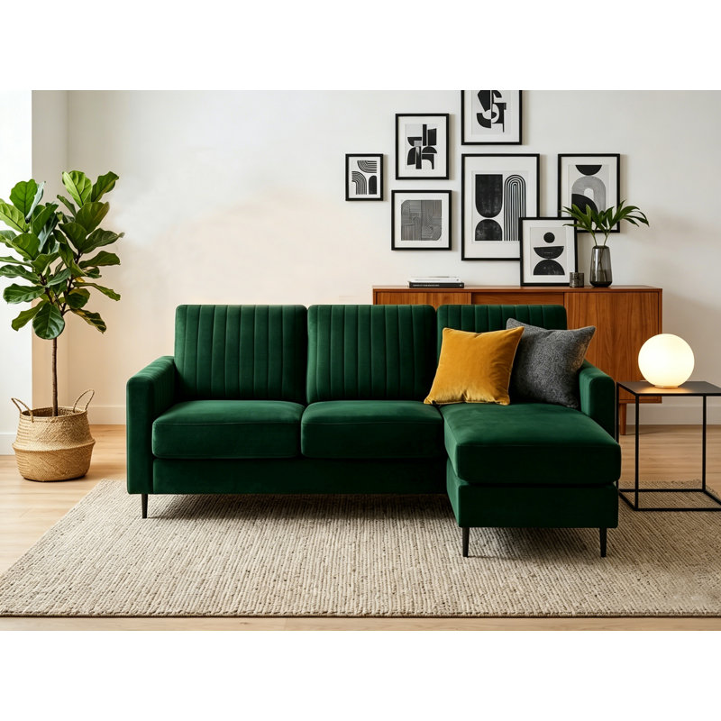 Bondfield 4 Seater Velvet Fabric Sofa, Hunter Green