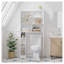 Armoire de rangement au-dessus de la toilette avec tablette réglable - économiseur d'espace de salle de bain avec portes doubles et tablettes ouvertes, organisateur de toilette autoportant blanc pour le rangement de la salle de bain