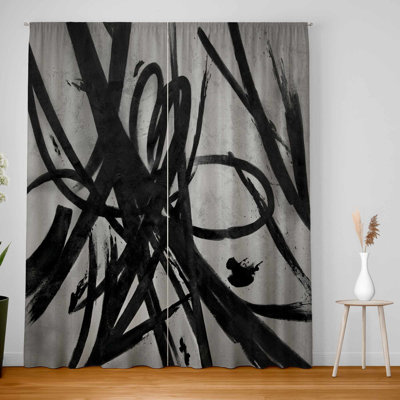 Circular Strokes Blackout Window Curtain Pair | Home Decor