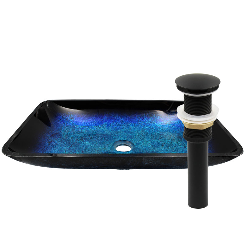 Novatto 14'' Glass Rectangular Bathroom Sink, Matte Black