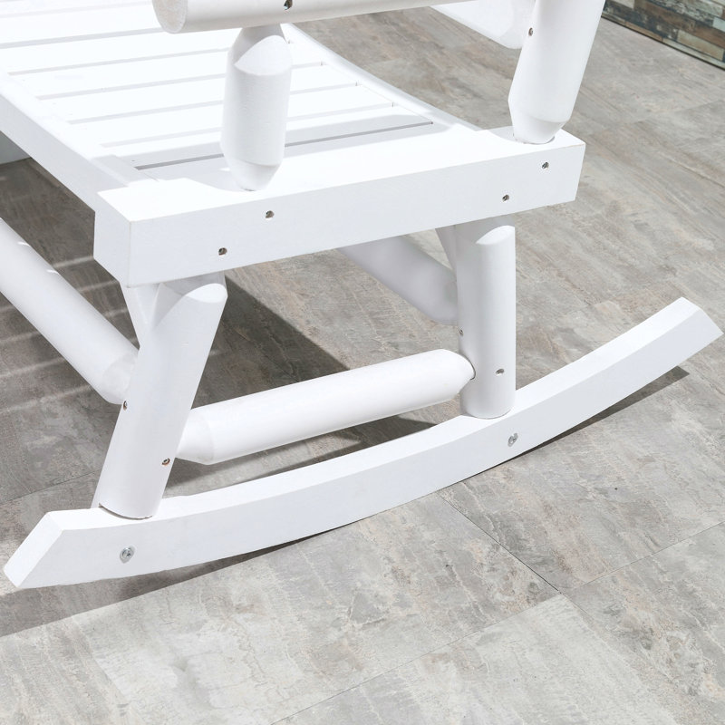 Causeuse robuste avec larges sièges incurvés, chaise berçante en bois avec motif de bûches, pour patio, cour arrière, jardin