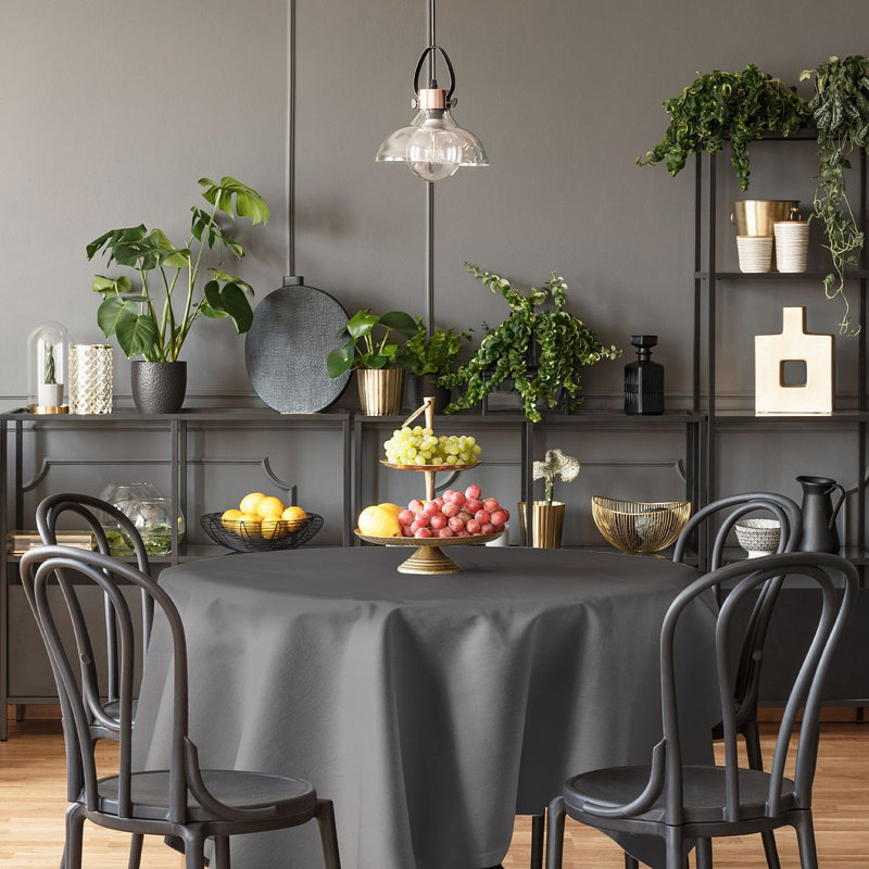 Faux Linen Tablecloth, 54" x 54", Light Gray