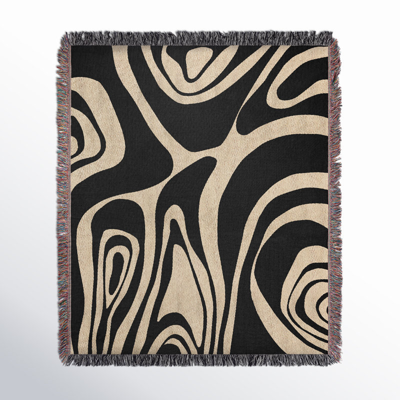 Kayle Abstract Zebra Pattern Blanket Throw, Throw, Black/Beige