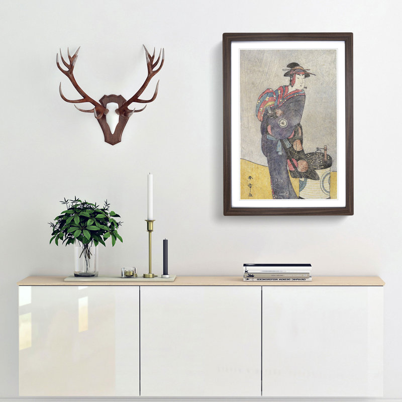 Fourth Iwai Hanshiro by Katsukawa Shunsho - Picture Frame Painting Print, Walnut Framed, 48cm H x 36cm W x 2cm D