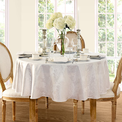 Nappe en jacquard de polyester uni à damas floral Burchfield