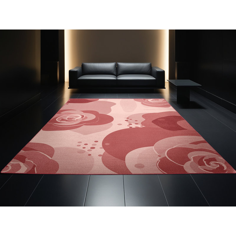 Soft Plush Farner Valentines Modern & Contemporary Abstract Area Rug in Brown – Rose Binding, 2x4