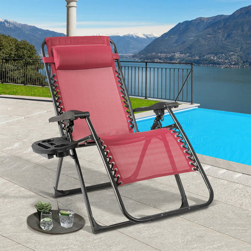 Chaise longue surdimensionnée avec porte-gobelet robuste pour l'extérieur, Vin