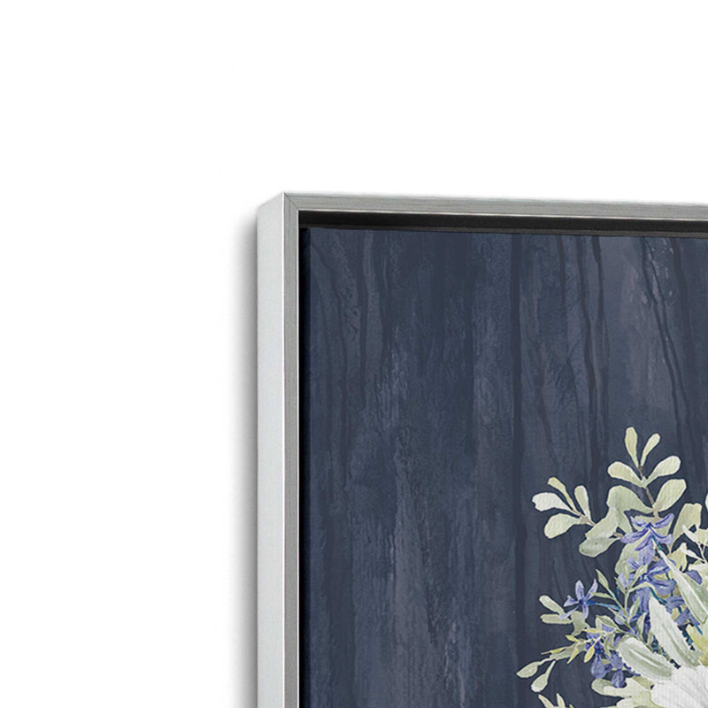 «Touch of Blue» par Cindy Jacobs, reproduction d'art, L 32 po x H 24 po, Silver, Framed Canvas