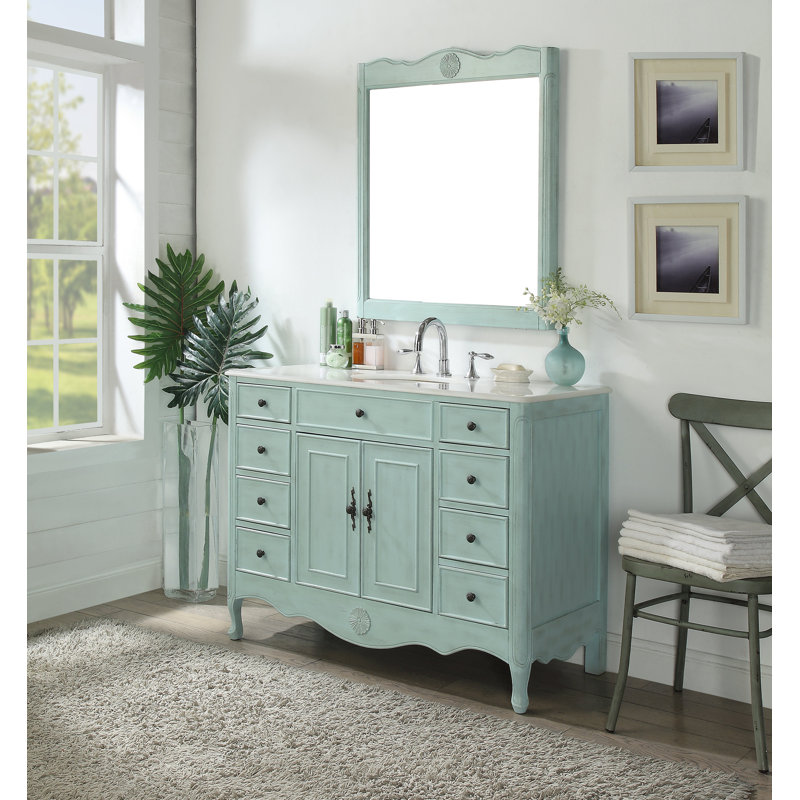Ensemble de meuble-lavabo simple 47 po Rumfelt, Bleu clair vieilli