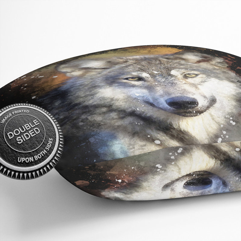 Wolf Vol.2 Paint Splash Square Throw Cushion, 55cm H x 55cm W x 20cm D