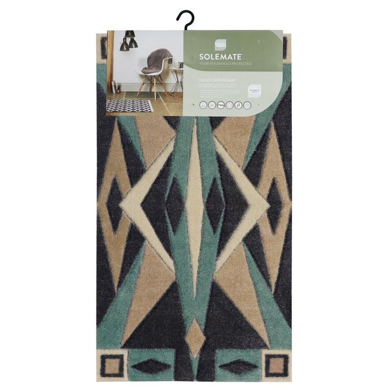 Hand Carved Non-Slip Geometric Indoor Doormat