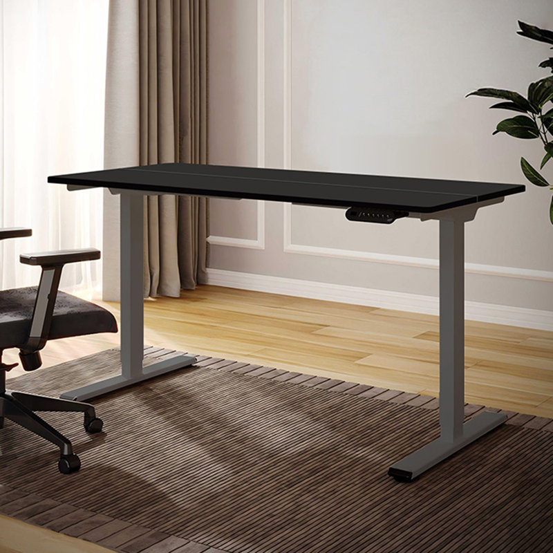 Electric Adjustable Height Standing Desk, Black/Gray, 46.85" H x 55.12" W x 13.78" D