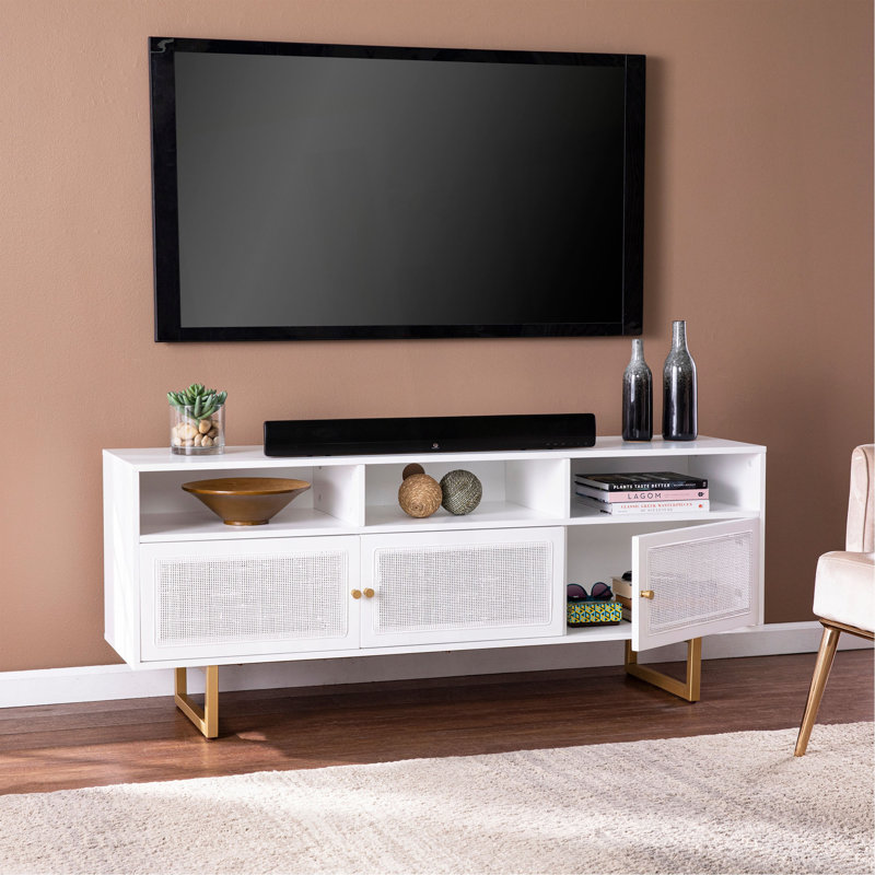 Cabinet multimédia avec rangement Mursley, Blanc