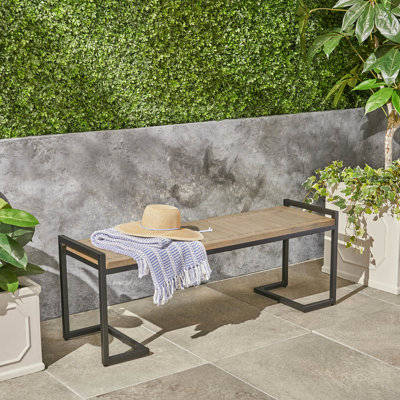 Banc en bois et en métal fabriqué à la main pour patio - gris, noir fer, 53,26 po x 15,36 po x 19,22 po, style industriel 53,26 po x 15,36 po x 19,22 po