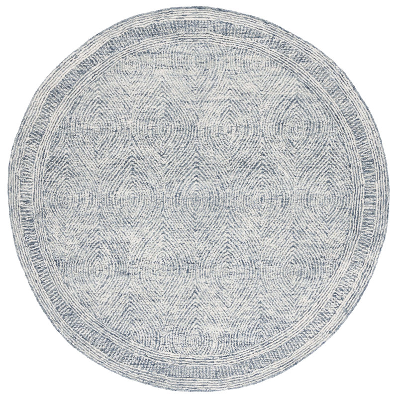 Tapis en laine touffeté à la main Cole, Rond 6 pi, Ivory/Navy