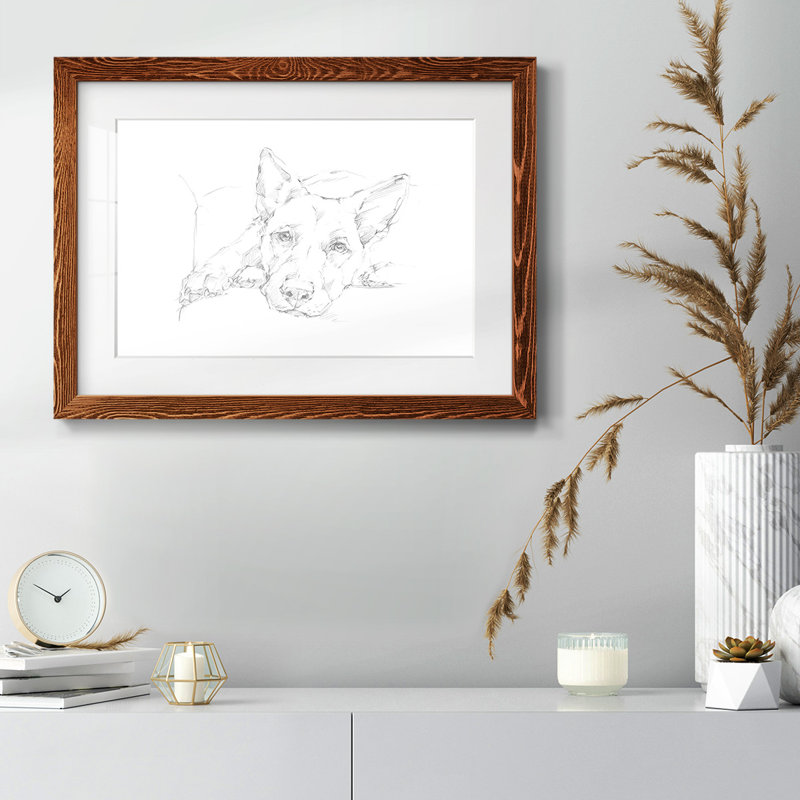 Lazy Dog IV - Reproduction encadrée rustique avec tableau mat, Érable, H 28 po x l 42 po x P 1,5 po