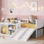 Lit simple mezzanine bas, glissade et éléments d'escalade, rangement mobile, profil, environnement de sommeil sécuritaire-130149995