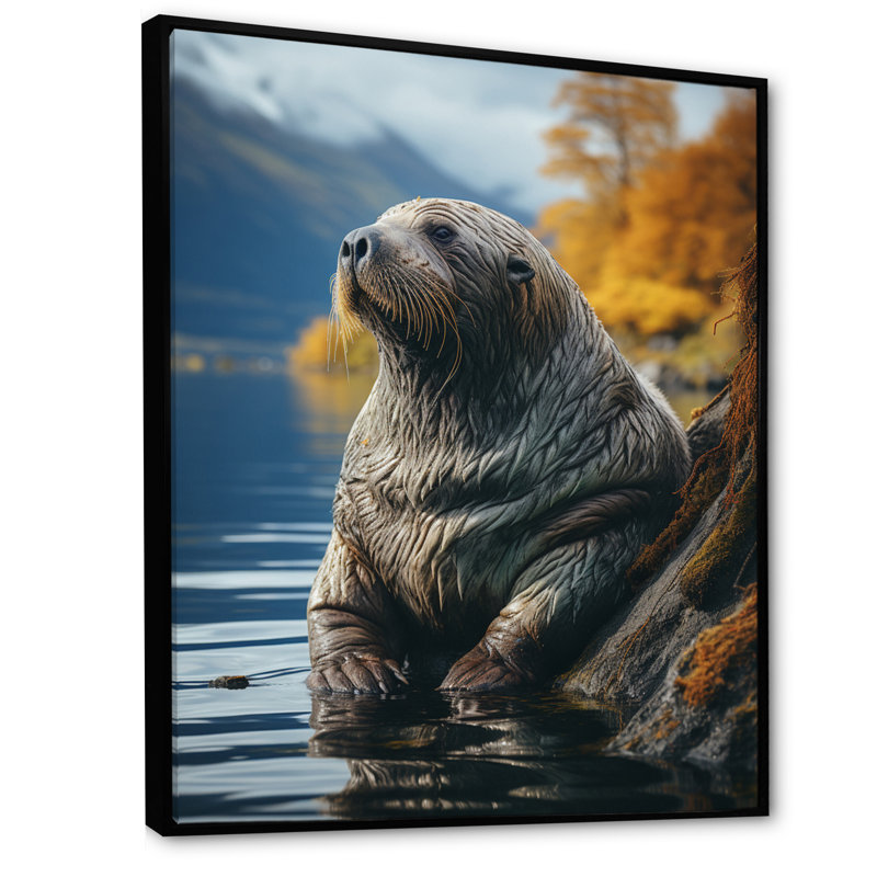 Morse des reflets côtiers sur toile, H 32 po x l 24 po x P 1 po, Cadre flottant noir