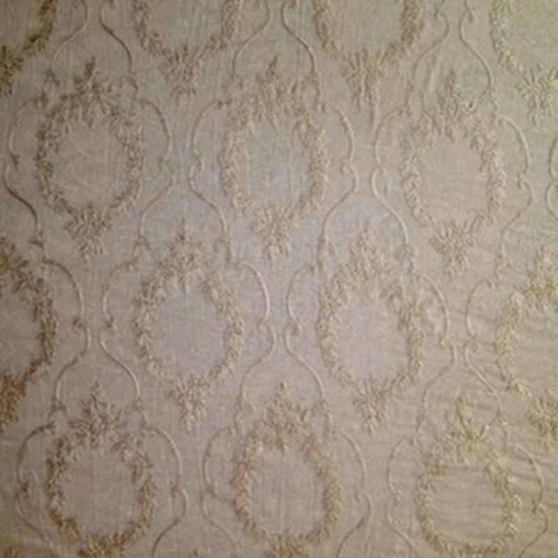Kelly Fabric | Embroidered Floral Sheer Fabric | Drapery & Curtain Fabric, Beige