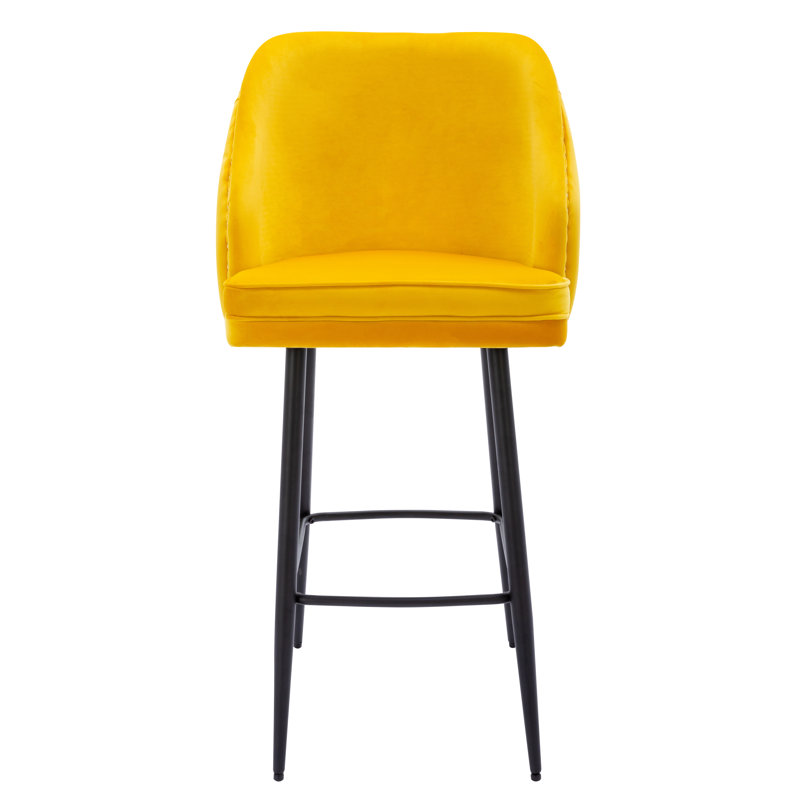 Entrada Upholstered Counter Stool with Metal Frame, Yellow