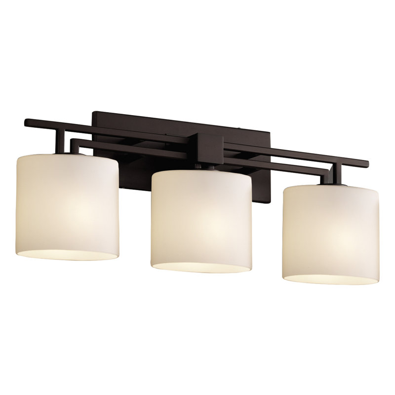Éclairage de salle de bain à intensité variable 3 lumières Kip, Noir mat, Opale