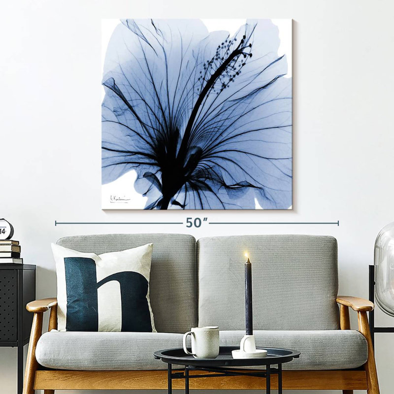 Arney Indigo Hibiscus Turn, 33" H x 33" W