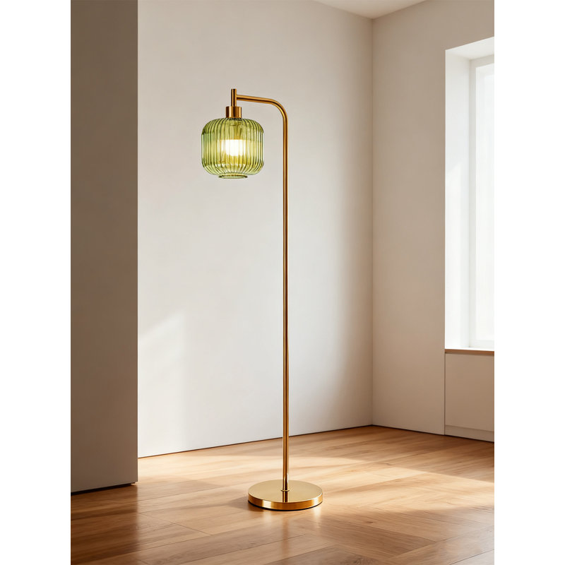 Medieval style metal glass floor lamp, Green