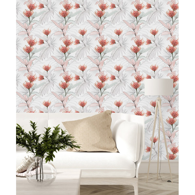 Panneau de papier peint fleurs et feuilles L 18,75 pi x l 25 po