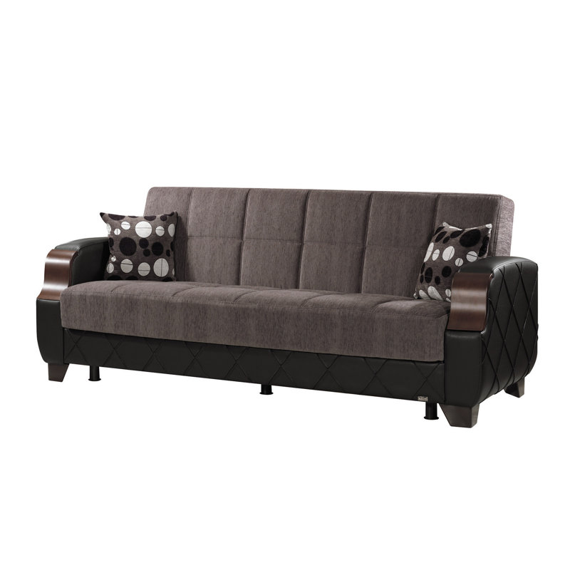 Olivo 89 in. Fabric Upholstered 3-Seater Twin 3-in-1 Sleeper Sofa Bed with Storage, Gray