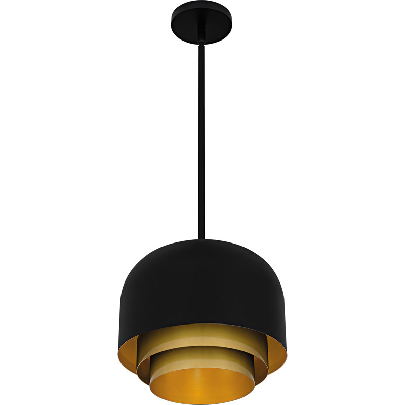 Frankie Matte Black Pendant, 11.5" H x 12" W x 12" D, 3